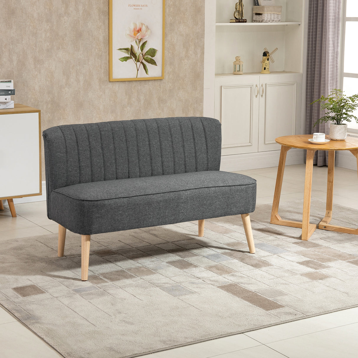 easycomfort easycomfort divano 2 posti moderno in tessuto senza braccioli struttura e gambe in legno grigio scuro