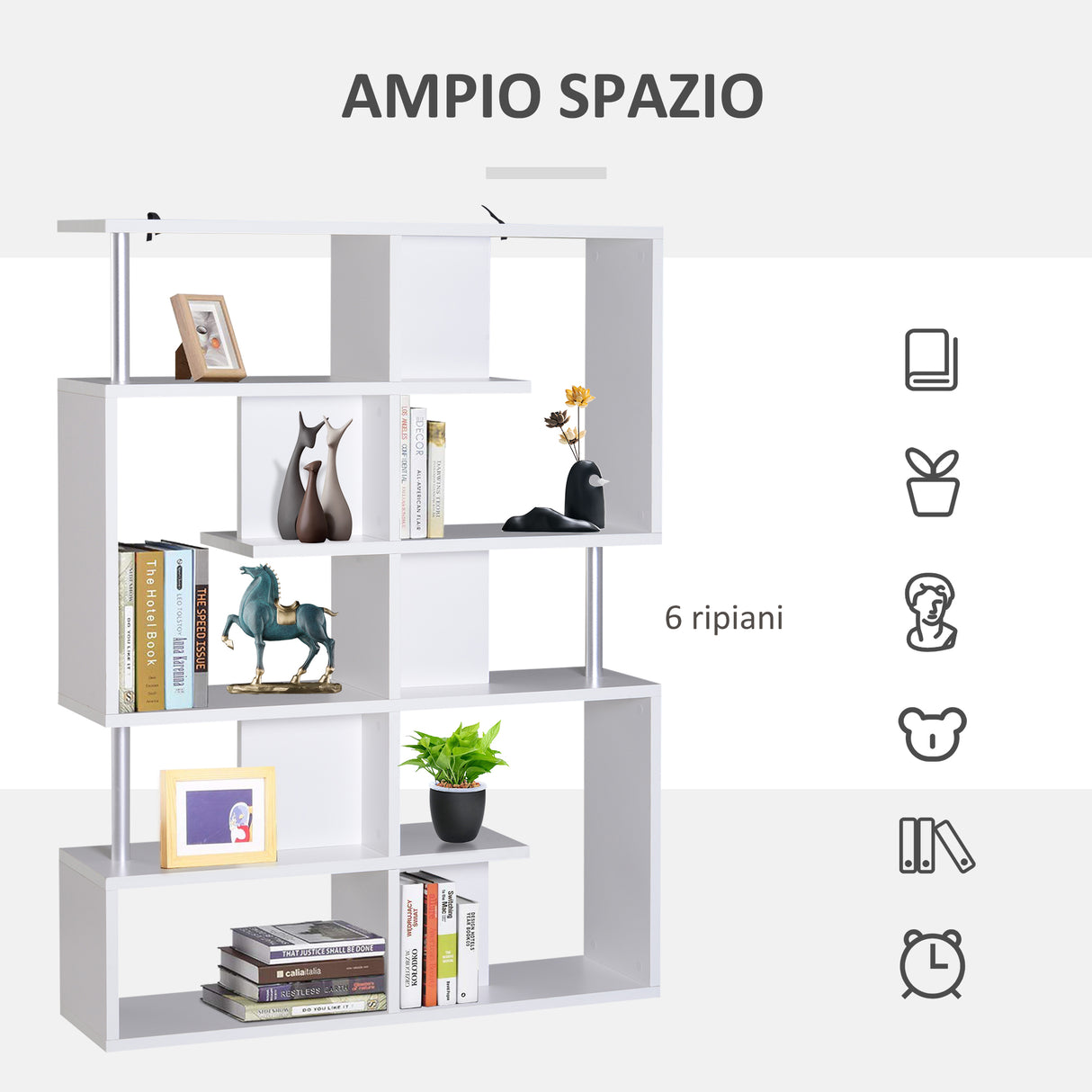 easycomfort easycomfort mobile a scaffali libreria 5 livelli in legno bianco 120x28 6x160cm