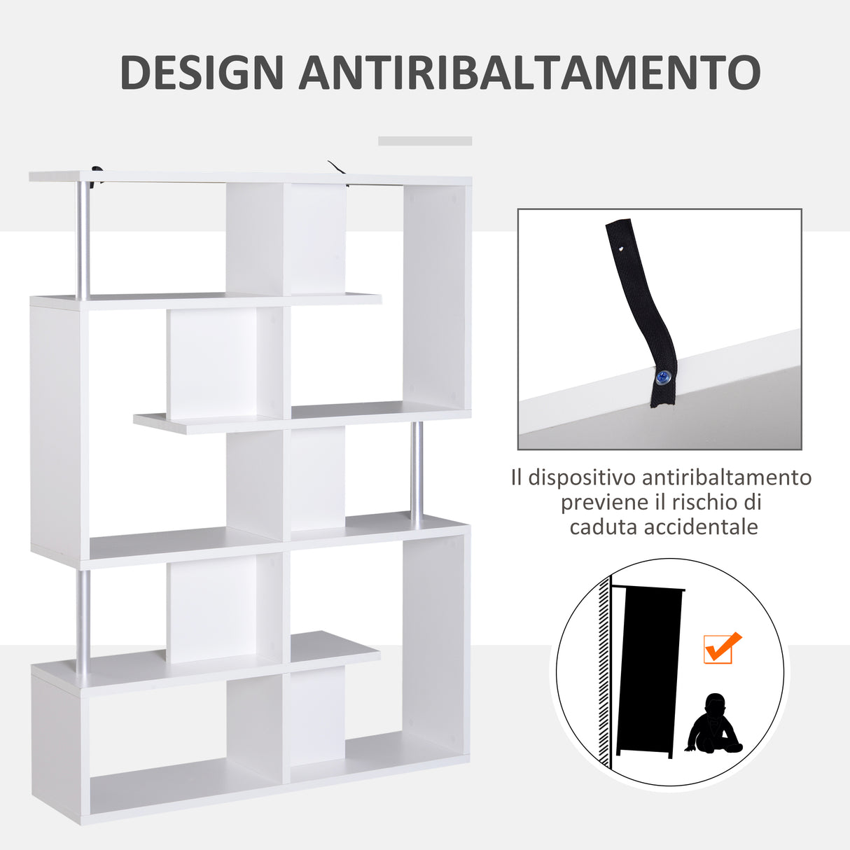 easycomfort easycomfort mobile a scaffali libreria 5 livelli in legno bianco 120x28 6x160cm