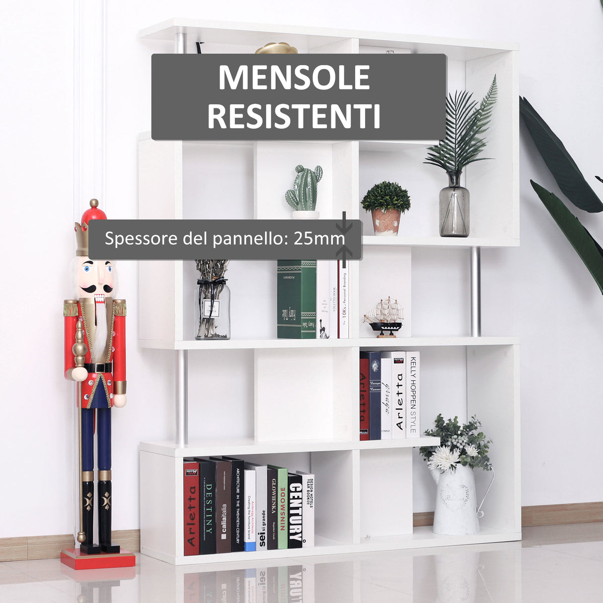 easycomfort easycomfort mobile a scaffali libreria 5 livelli in legno bianco 120x28 6x160cm
