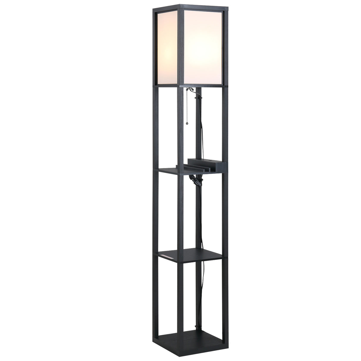 easycomfort easycomfort lampada da terra design elegante con 3 mensole e 2 porte usb paralume 39cm lampadine e27 nero 26 x 26 x 160cm ean 8054144133096