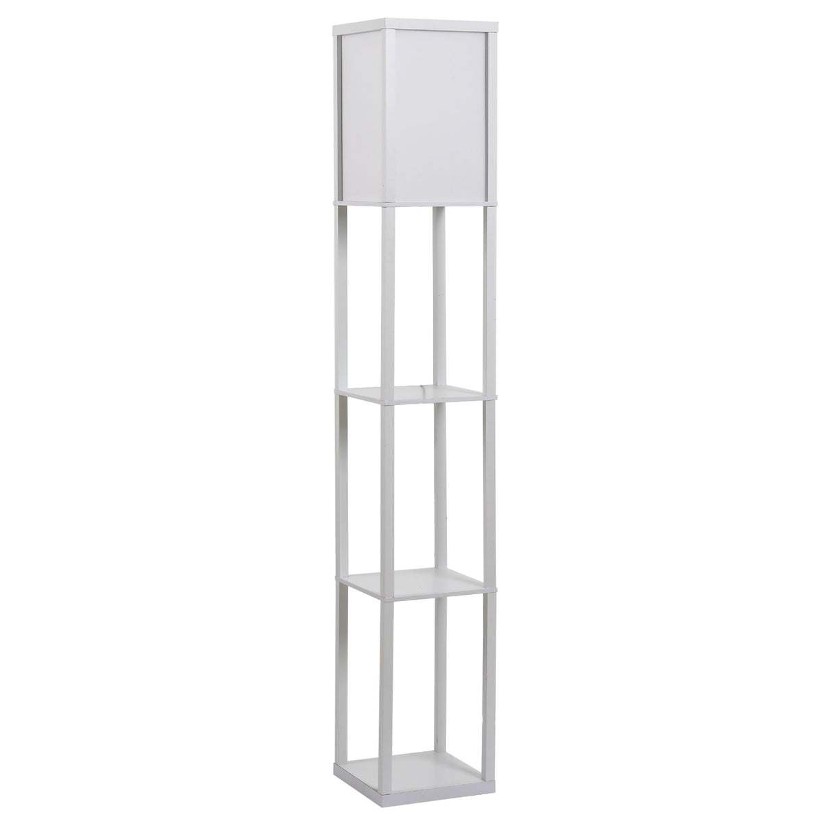 easycomfort easycomfort lampada da terra con 3 mensole integrate attacco e27 potenza 40w arredamento moderno in mdf 26x26x160cm bianco