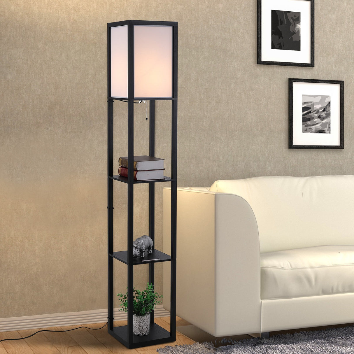 easycomfort easycomfort lampada da terra con libreria 3 livelli nero 26 x 26 x 160 cm ean 8054111846059