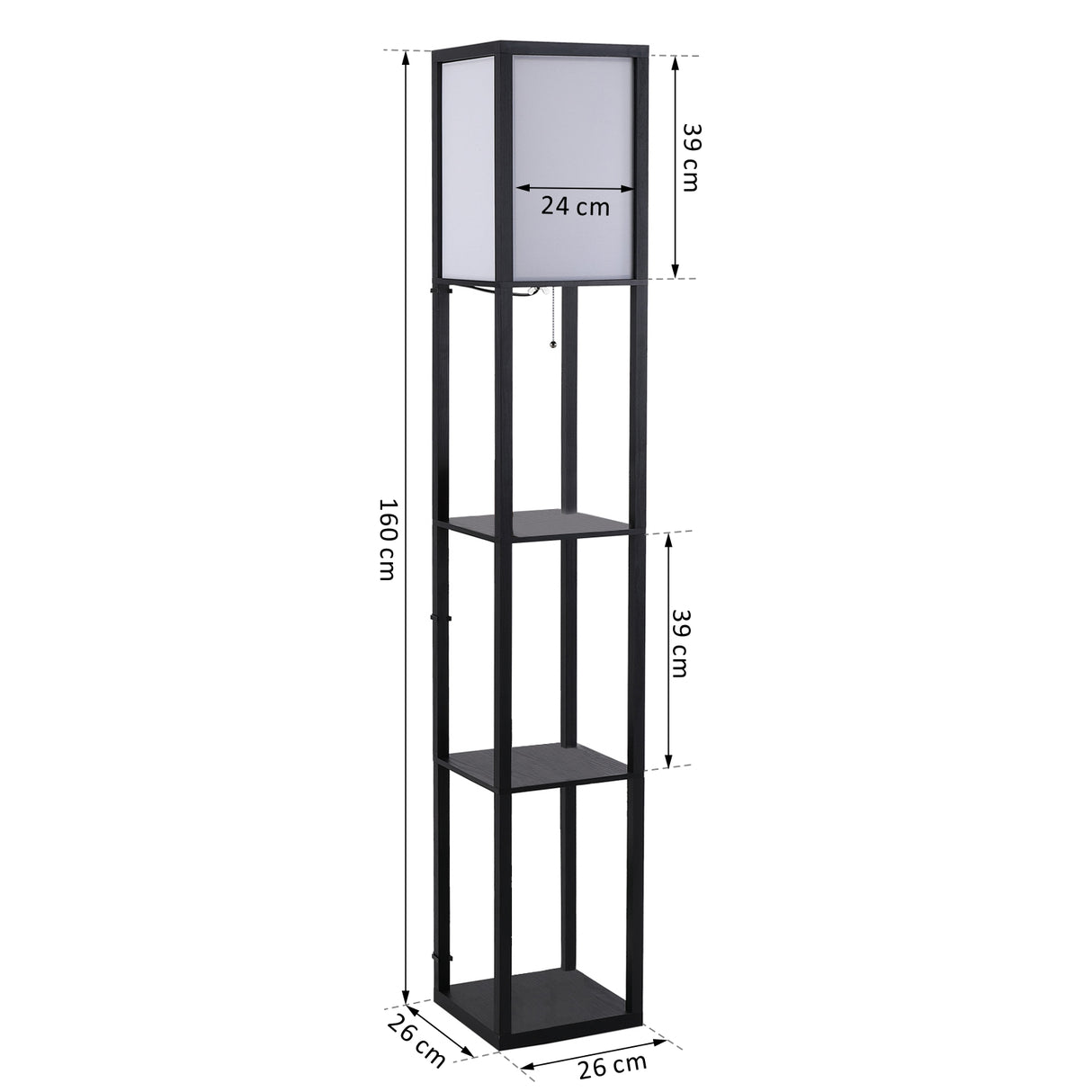 easycomfort easycomfort lampada da terra con libreria 3 livelli nero 26 x 26 x 160 cm ean 8054111846059