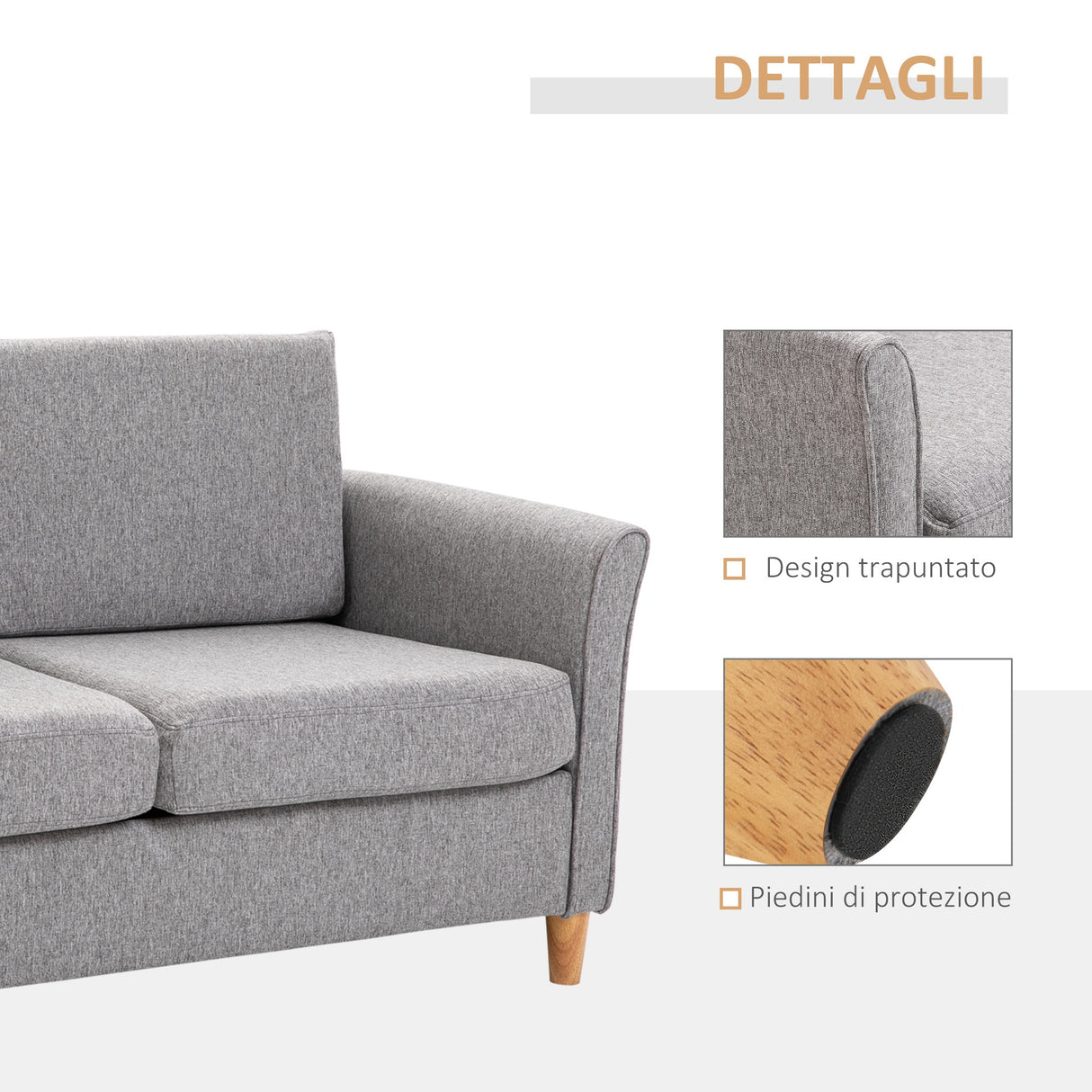 easycomfort easycomfort divano due posti con rivestimento in lino grigio e struttura in legno 65 x 141 x 78cm ean 8055776914701