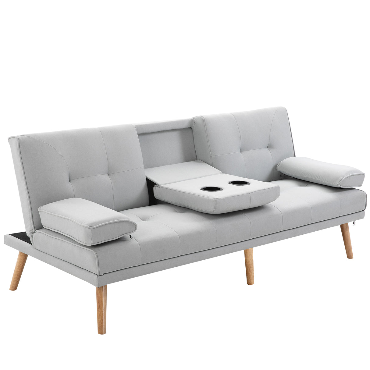 easycomfort easycomfort divano letto con tavolino a ribalta e piedini in legno massello grigio ean 8054144132129