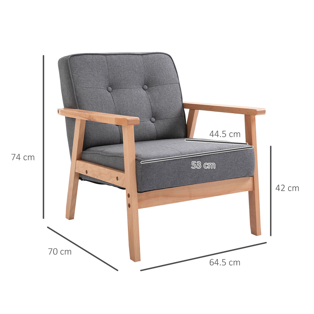 easycomfort easycomfort poltrona stile nordico retro in legno con rivestimento in lino grigio chiaro ean 8055776913322