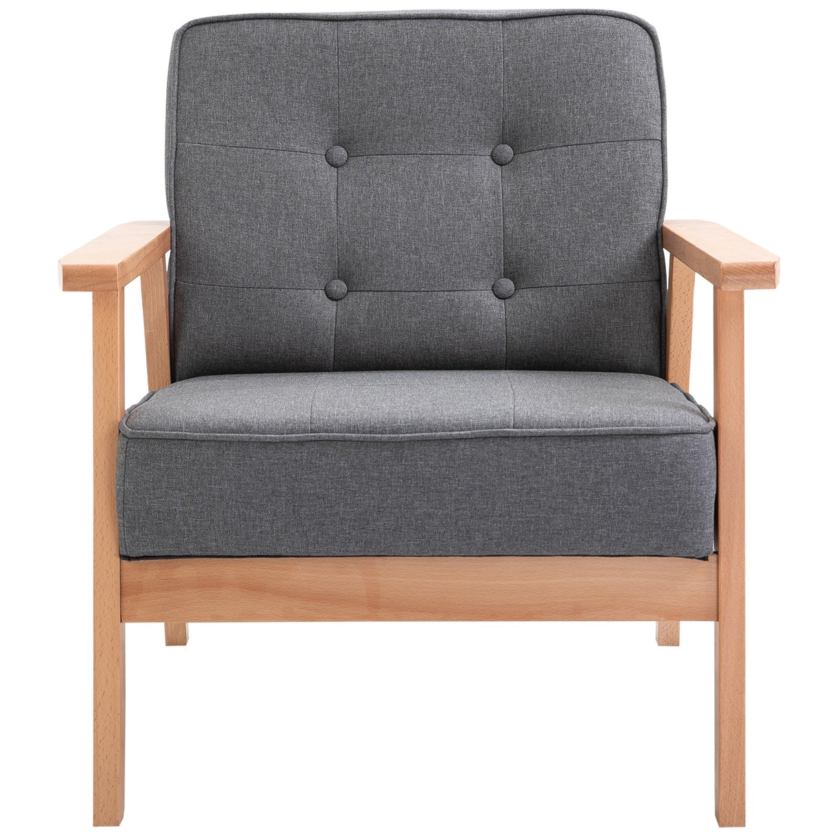 easycomfort easycomfort poltrona stile nordico retro in legno con rivestimento in lino grigio chiaro ean 8055776913322
