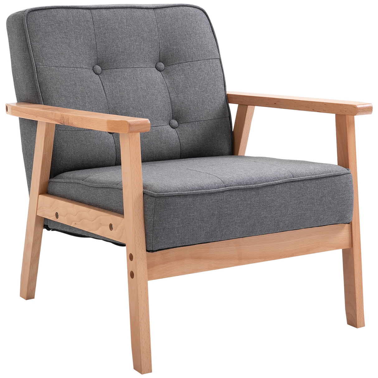 easycomfort easycomfort poltrona stile nordico retro in legno con rivestimento in lino grigio chiaro ean 8055776913322