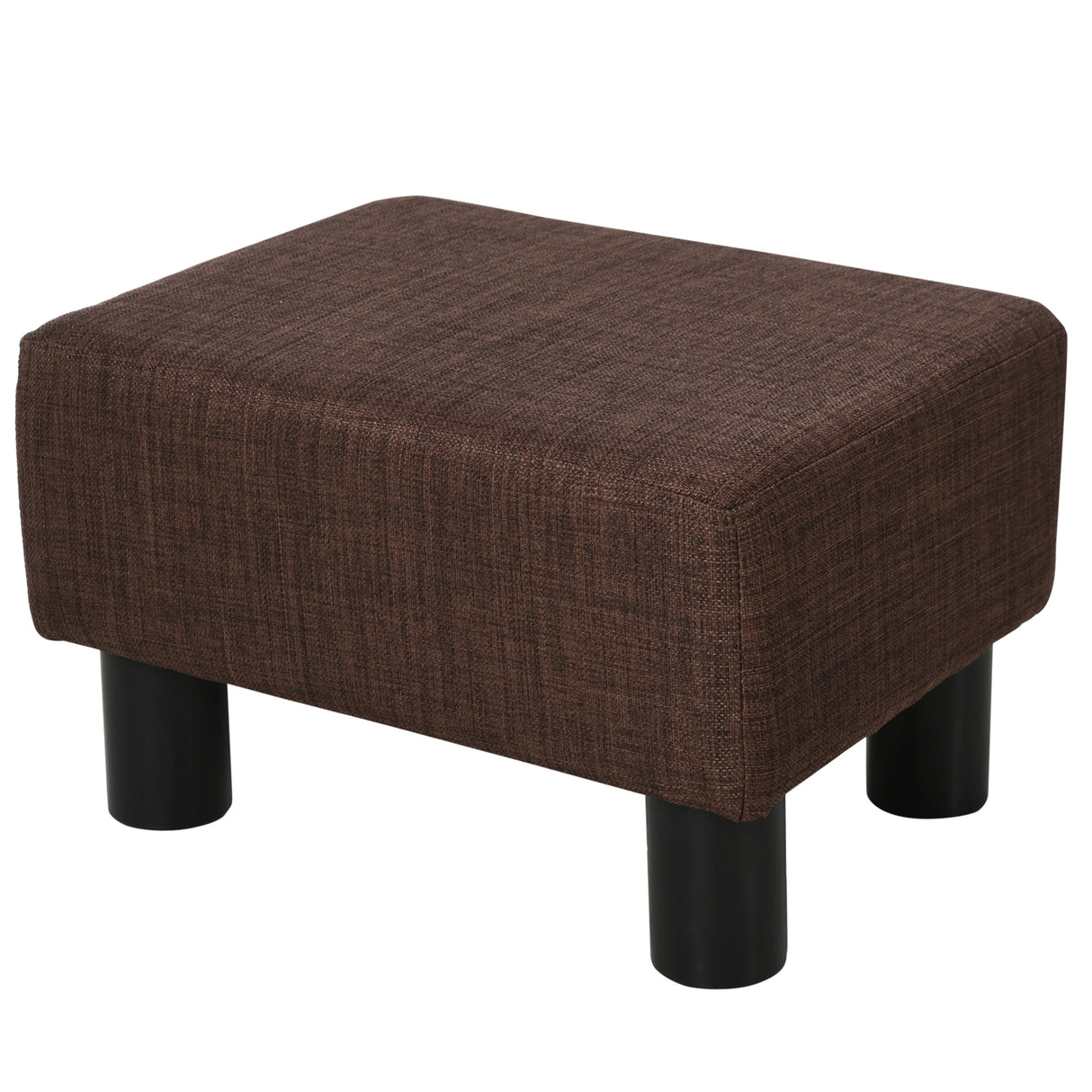 easycomfort easycomfort pouf poggiapiedi in tessuto effetto lino imbottito 40x30x24cm marrone scuro