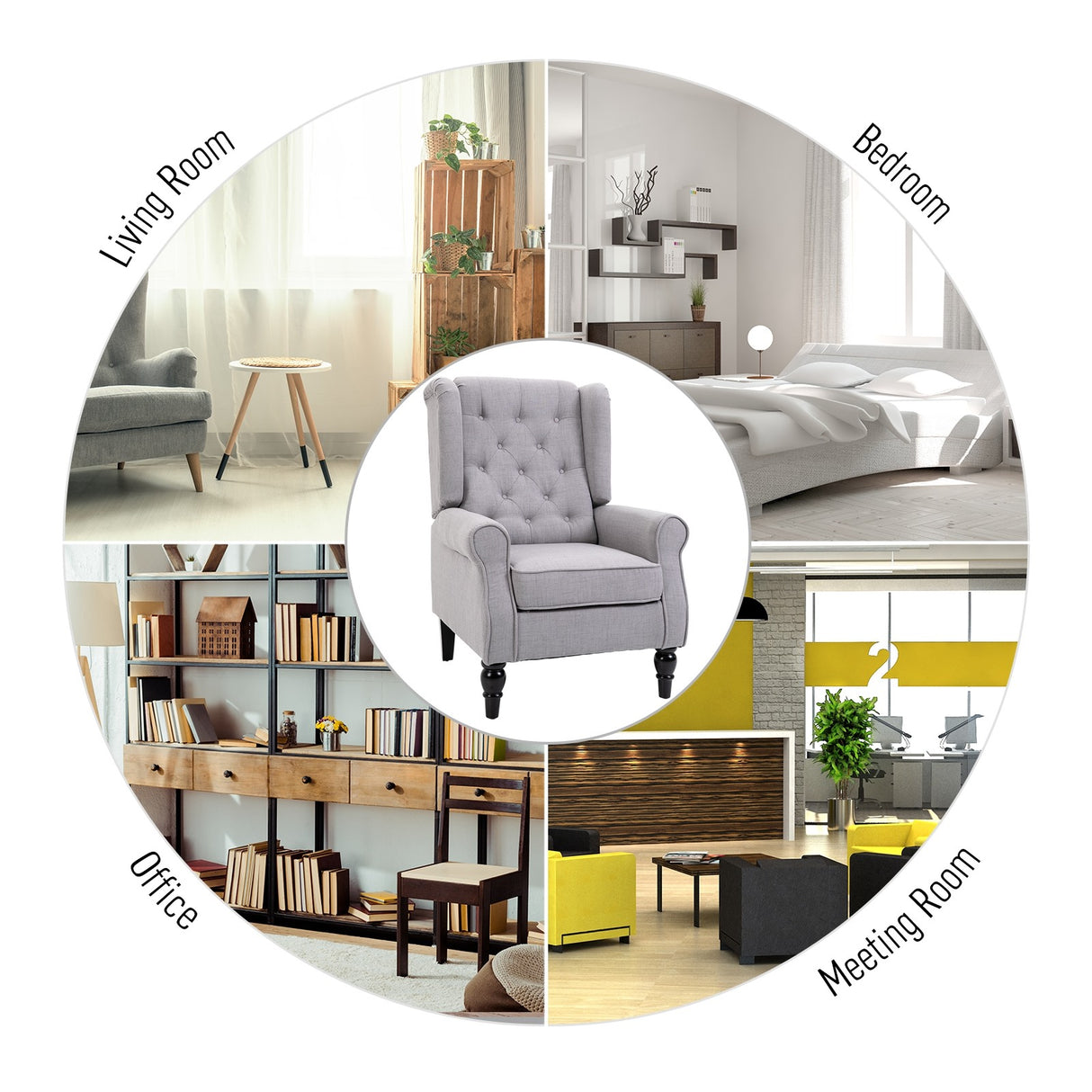 easycomfort easycomfort poltrona chesterfield in tessuto sfoderabile con ampia seduta grigio 76 x 86 x 108 cm ean 8054144133850