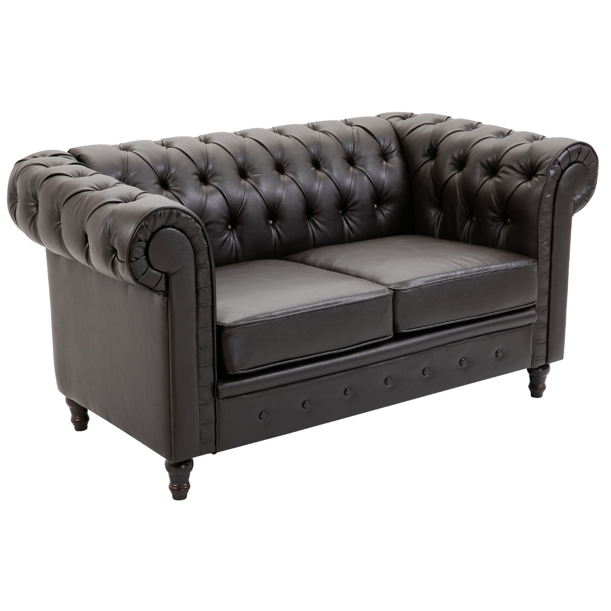 easycomfort easycomfort divano chesterfield due posti trapuntato in ecopelle marrone scuro 160 x 84 x 80 cm
