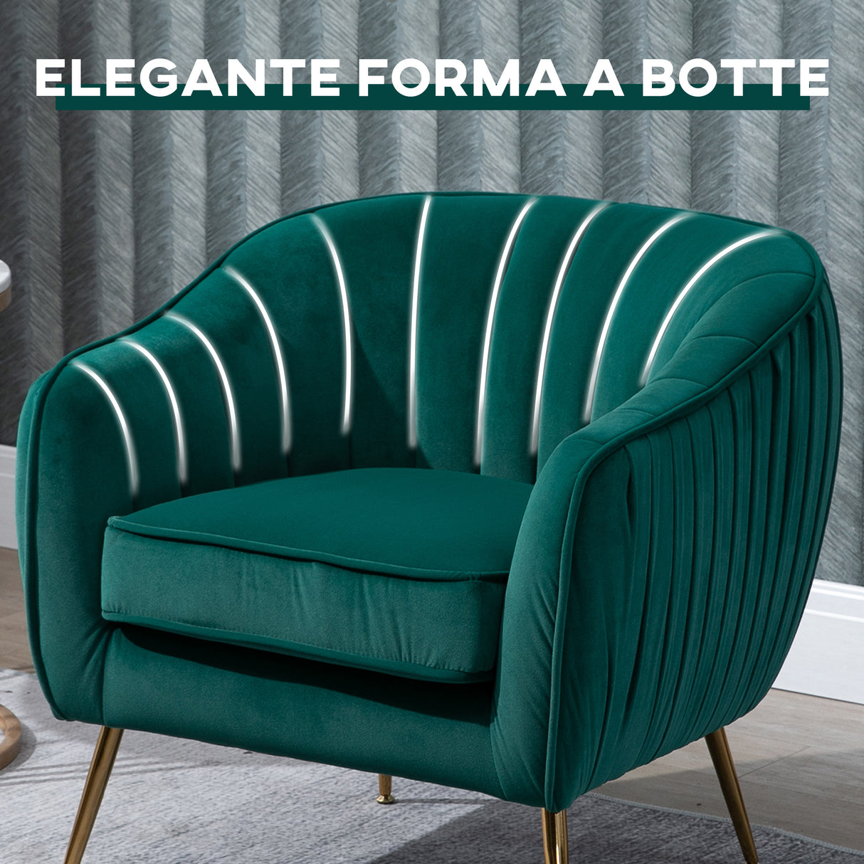 easycomfort easycomfort poltrona in velluto verde con gambe in metallo dorato ean 8055776915777