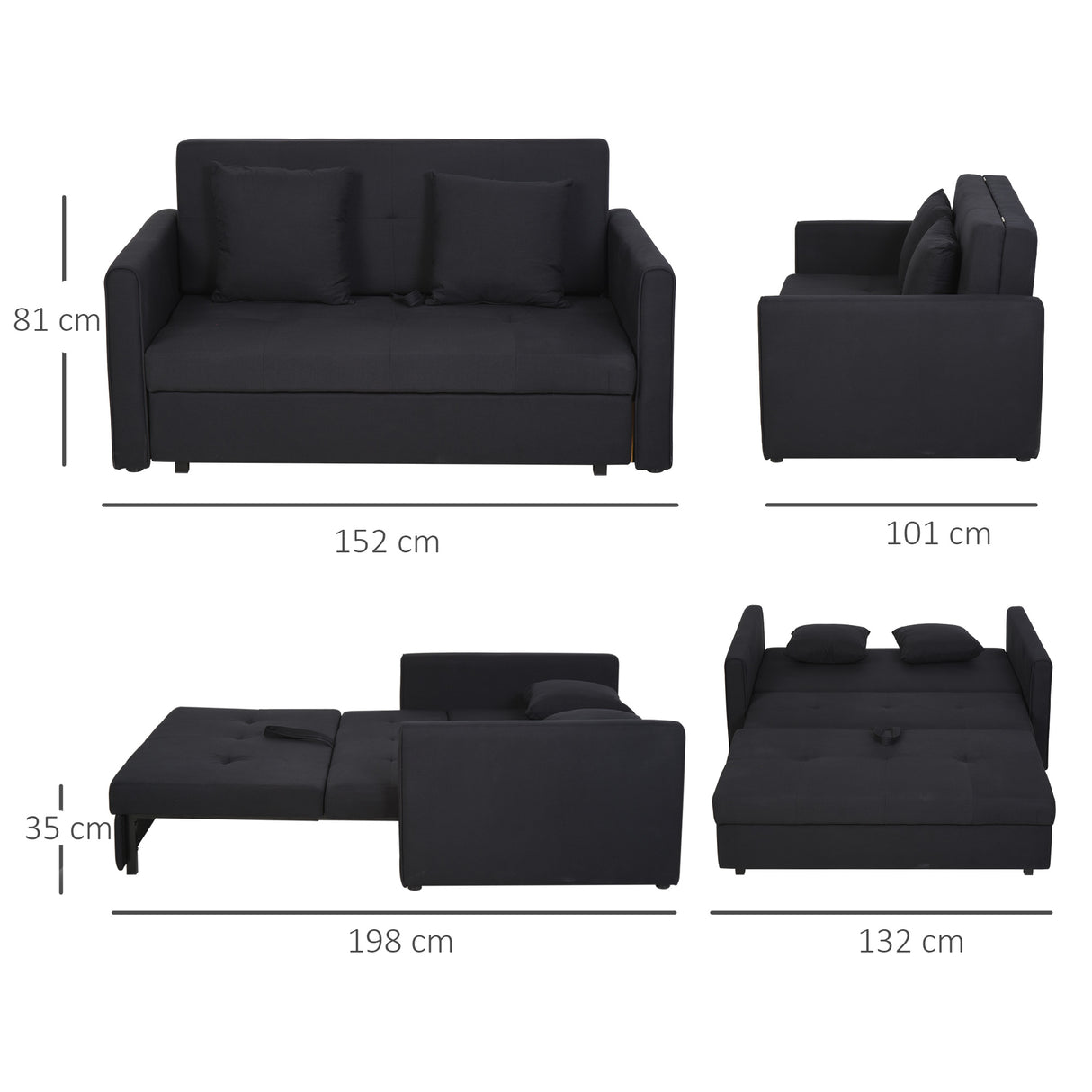 easycomfort easycomfort divano letto 2 posti con spazio portaoggetti per soggiorno e camera in policotone e gommapiuma grigio