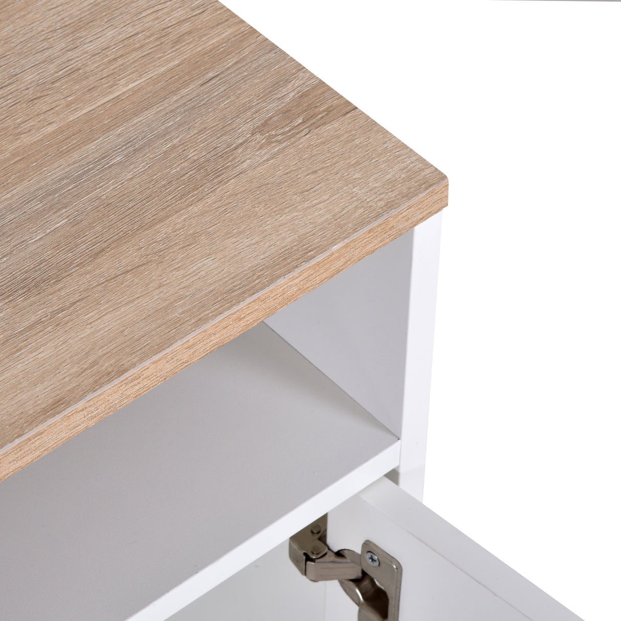 easycomfort easycomfort mobile tv con 3 scomparti aperti 2 armadietti e piano dappoggio mobile per tv fino a 50 in truciolato 105x40x52cm bianco e legno