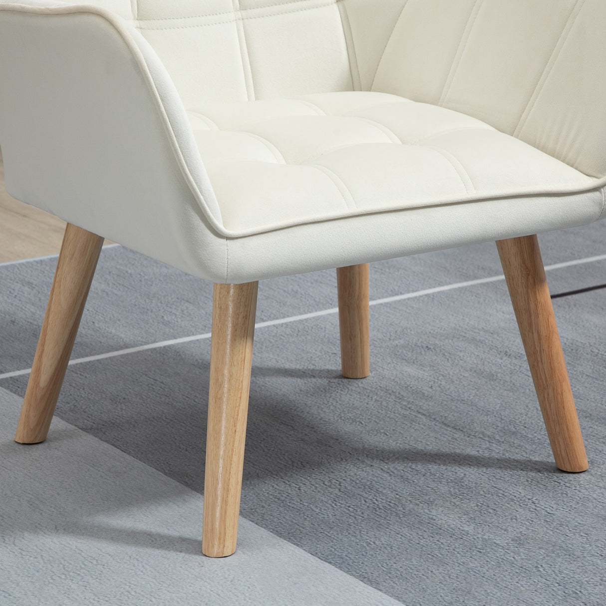 easycomfort easycomfort poltrona design scandinava in legno ed effetto velluto crema per soggiorno o ufficio 68 5x61x72 5 cm
