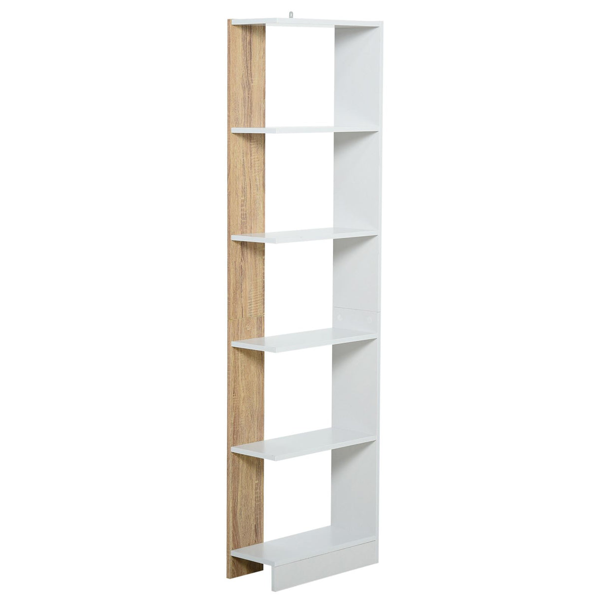easycomfort easycomfort scaffale libreria a parete in legno color rovere e bianco con 5 ripiani ean 8054111845434