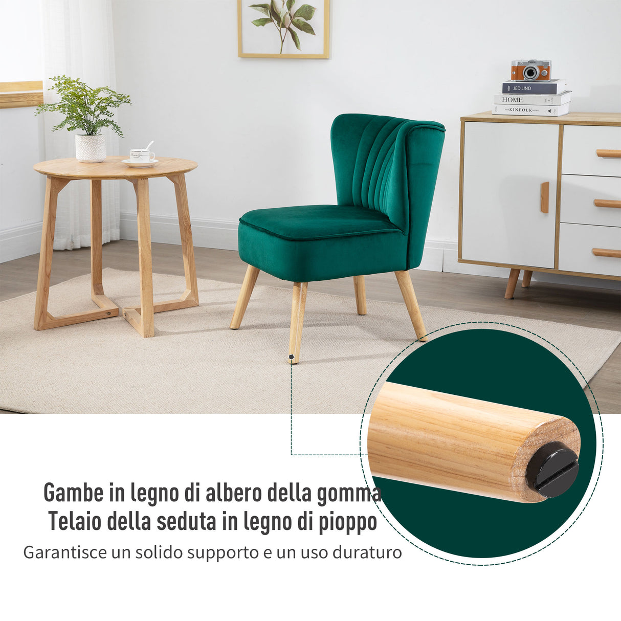 easycomfort easycomfort poltroncina stile nordico dal design ergonomico in legno e velluto verde ean 8055776914923