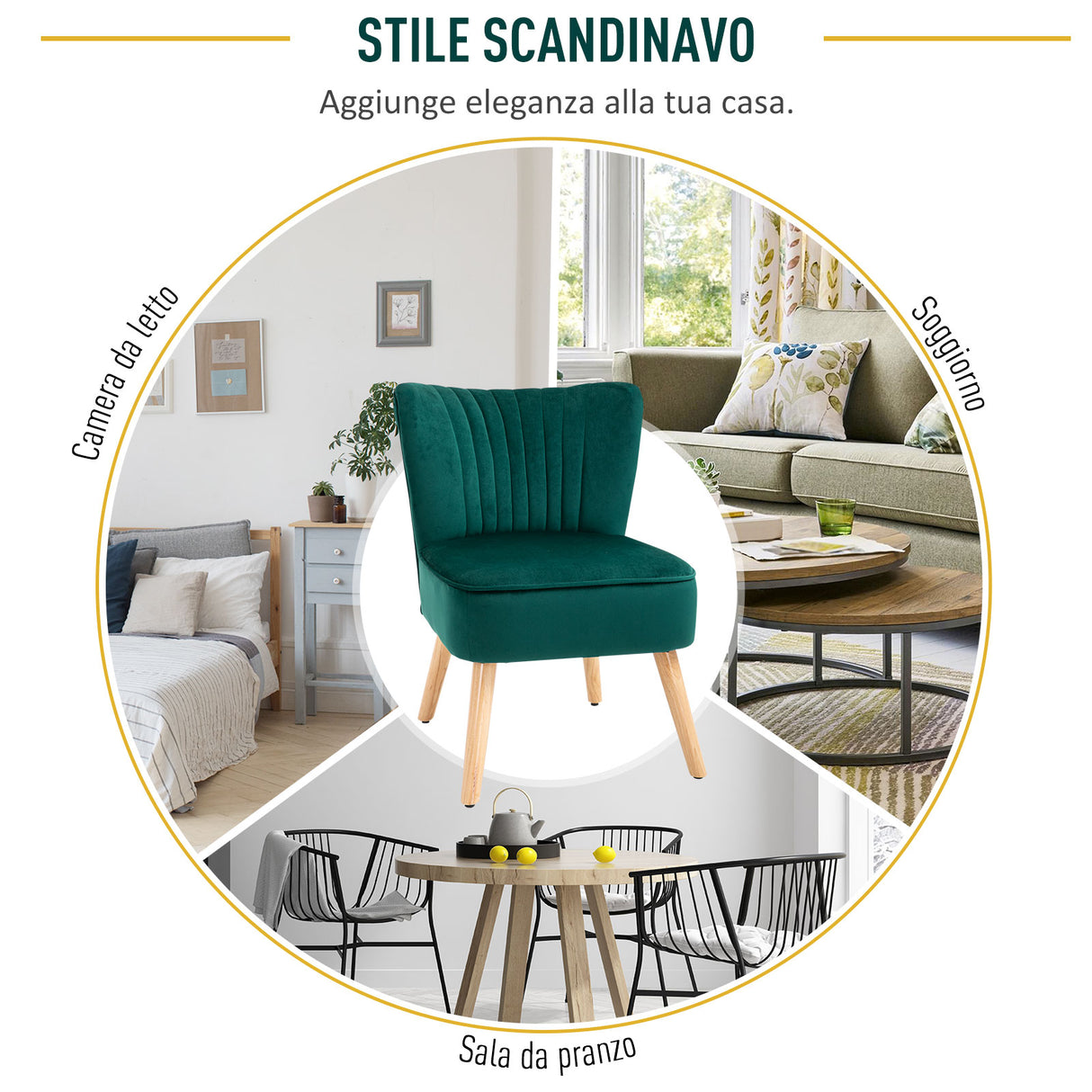 easycomfort easycomfort poltroncina stile nordico dal design ergonomico in legno e velluto verde ean 8055776914923