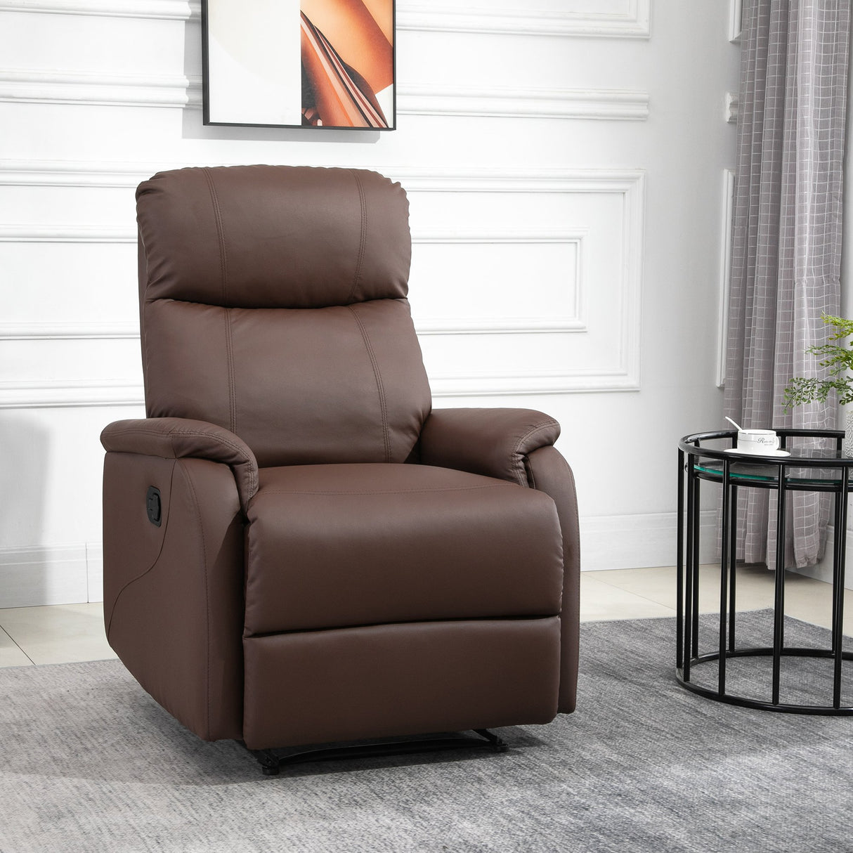 easycomfort easycomfort poltrona relax manuale con schienale reclinabile e poggiapiedi in similpelle marrone ean 8054144131764