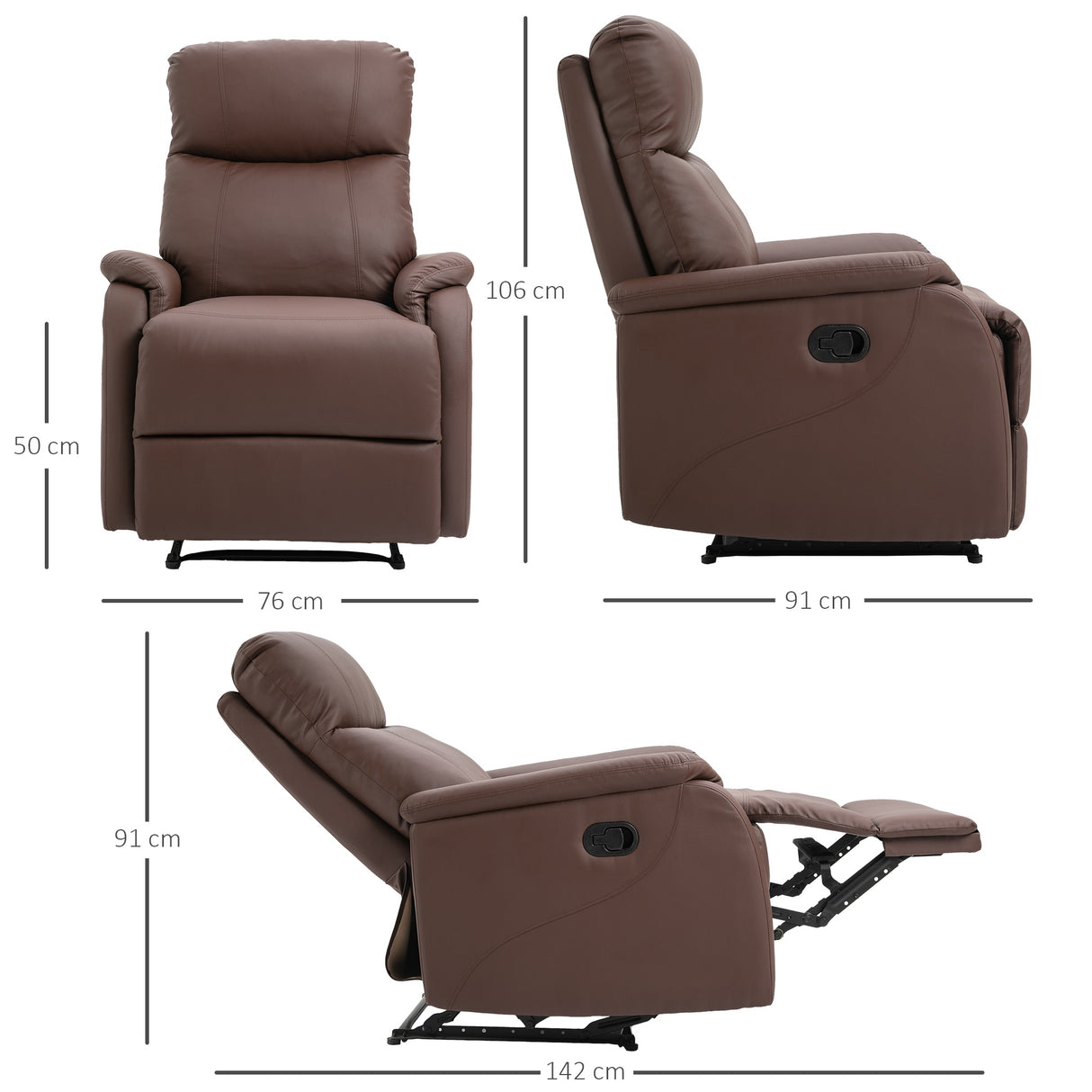 easycomfort easycomfort poltrona relax manuale con schienale reclinabile e poggiapiedi in similpelle marrone ean 8054144131764