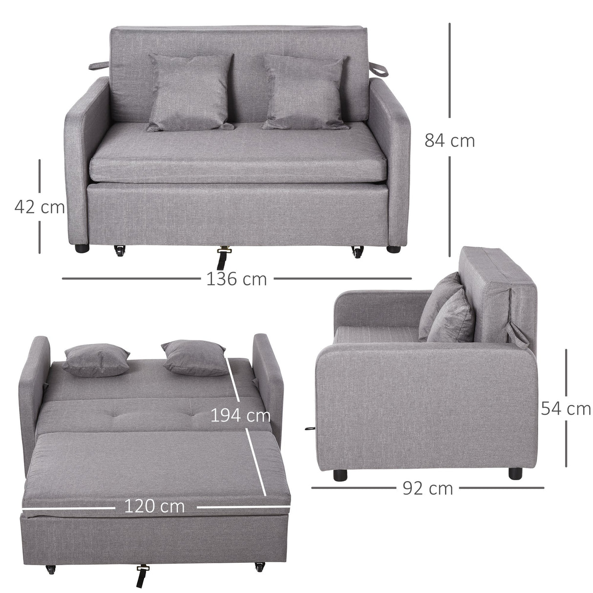 easycomfort easycomfort divano letto 2 posti 2 in 1 con vano contenitore e design moderno letto singolo imbottito e rivestito in lino grigio