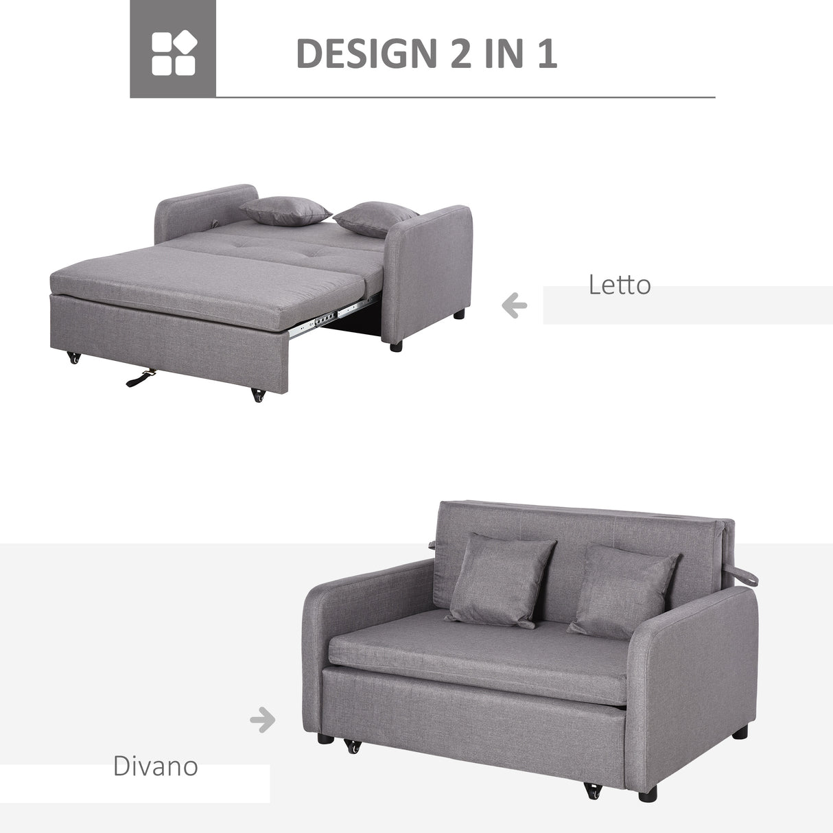 easycomfort easycomfort divano letto 2 posti 2 in 1 con vano contenitore e design moderno letto singolo imbottito e rivestito in lino grigio