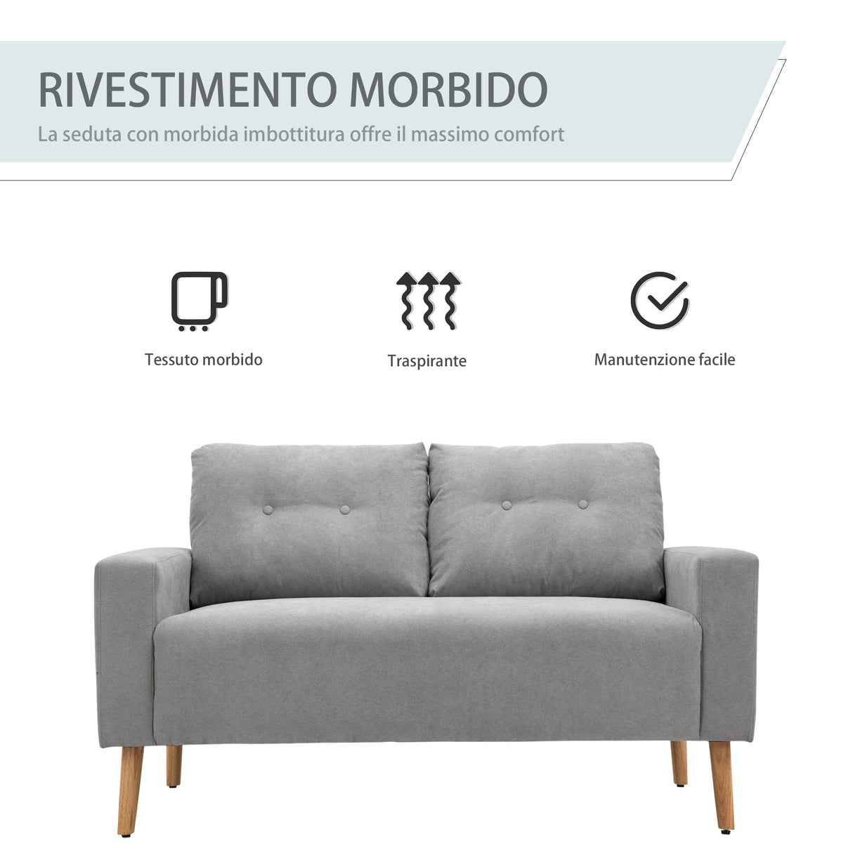 easycomfort easycomfort divano 2 posti compatto design moderno schienale trapuntato grigio ean 8054144135021