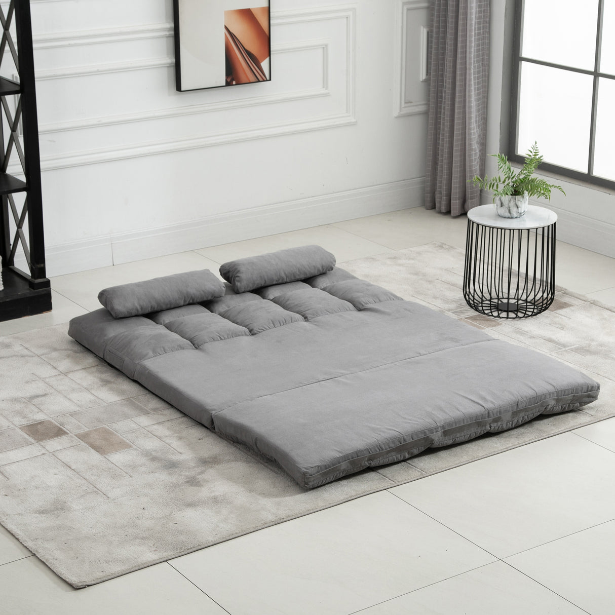 easycomfort easycomfort divano da terra pieghevole schienale reclinabile su 7 livelli e cuscini 130x73x60cm grigio chiaro ean 8055776914688