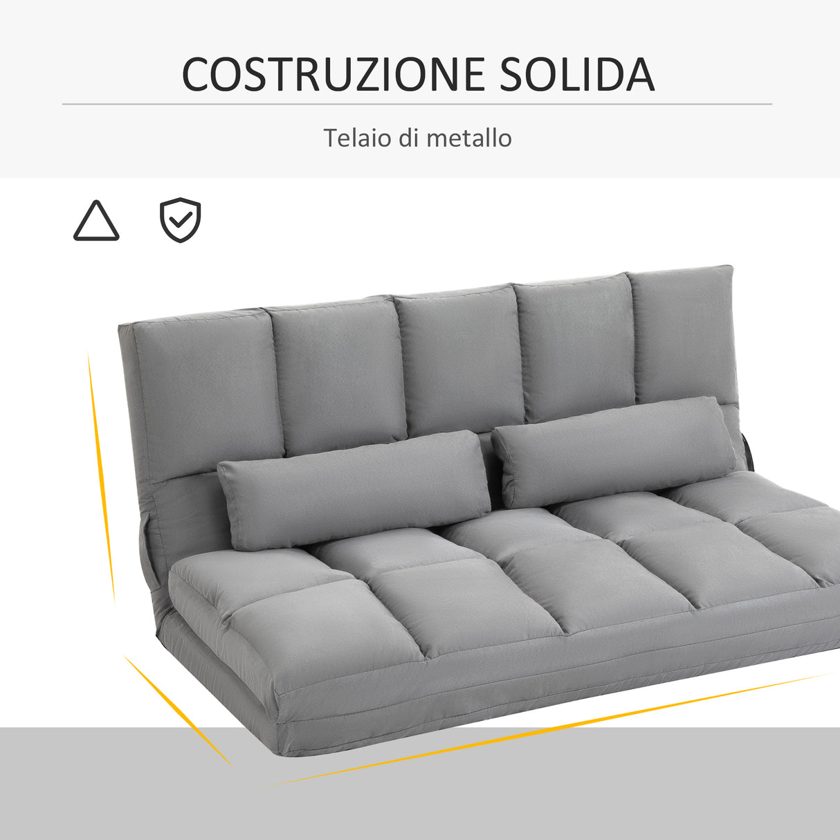 easycomfort easycomfort divano da terra pieghevole schienale reclinabile su 7 livelli e cuscini 130x73x60cm grigio chiaro ean 8055776914688