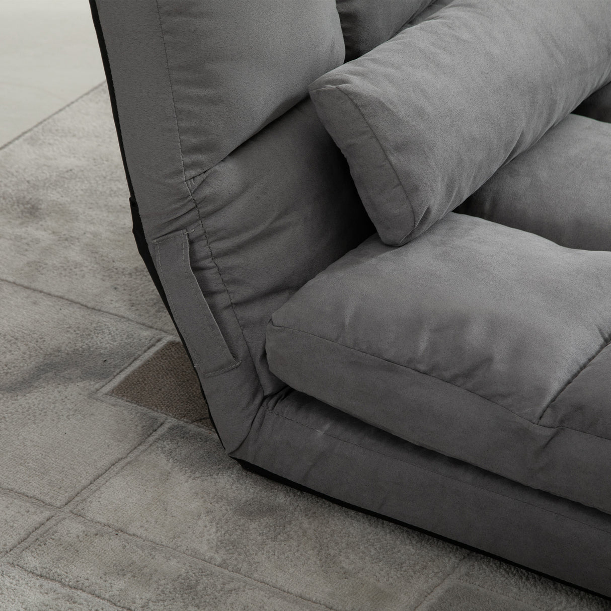 easycomfort easycomfort divano da terra pieghevole schienale reclinabile su 7 livelli e cuscini 130x73x60cm grigio chiaro ean 8055776914688