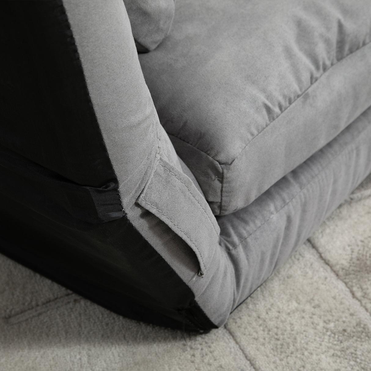 easycomfort easycomfort divano da terra pieghevole schienale reclinabile su 7 livelli e cuscini 130x73x60cm grigio chiaro ean 8055776914688