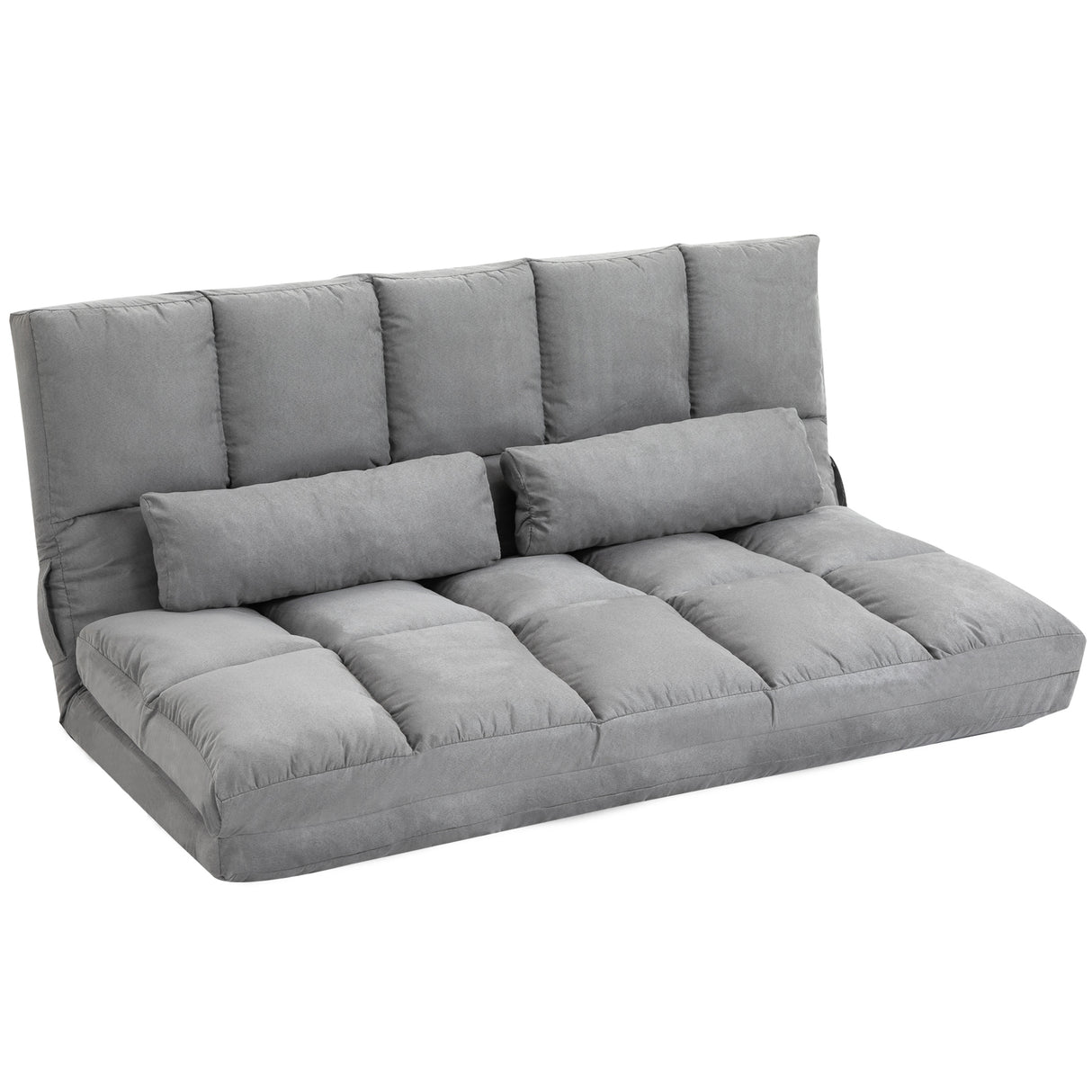 easycomfort easycomfort divano da terra pieghevole schienale reclinabile su 7 livelli e cuscini 130x73x60cm grigio chiaro ean 8055776914688