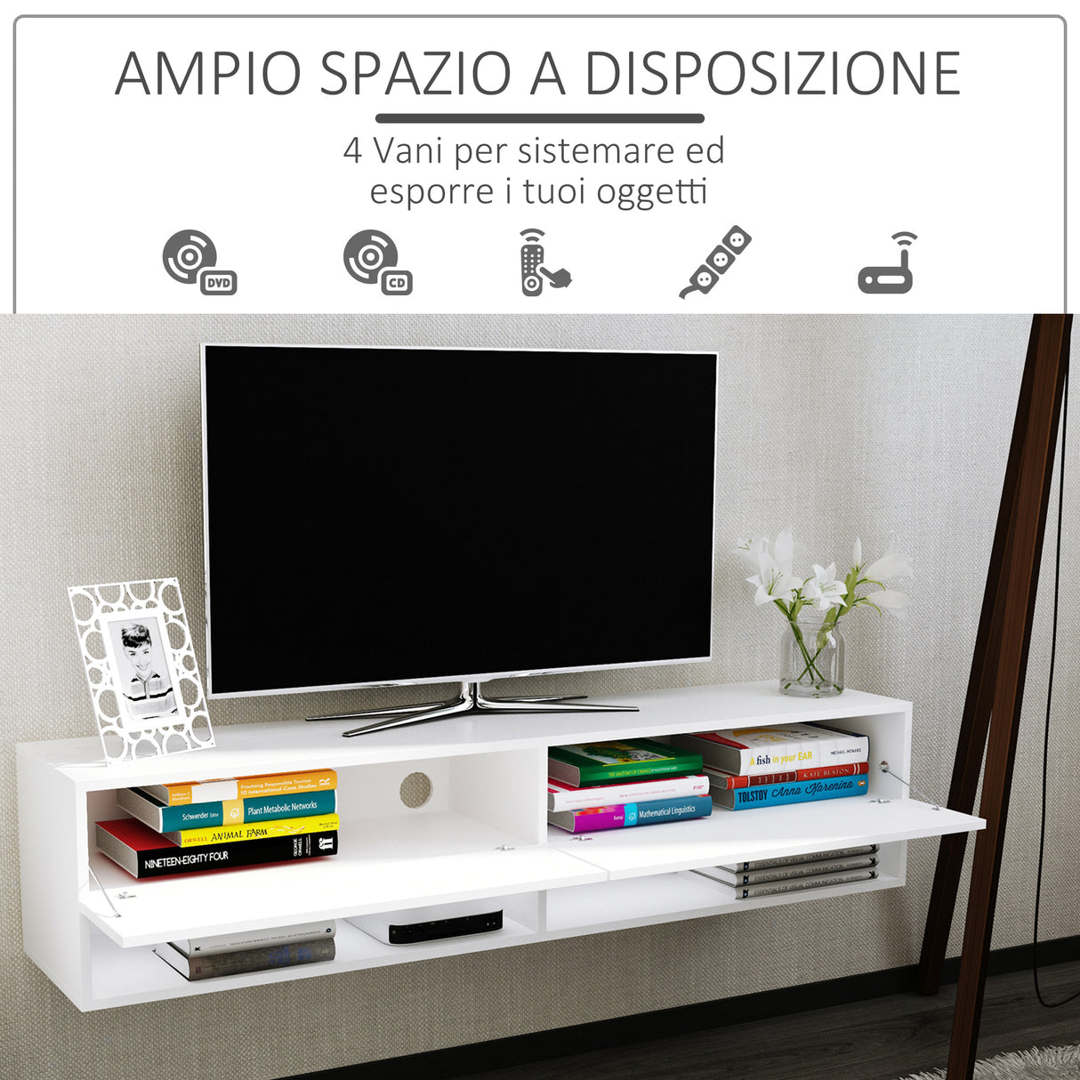 easycomfort easycomfort mobile tv sospeso con 4 vani e 2 ante consolle per tv fino 60 ean 8054111846400