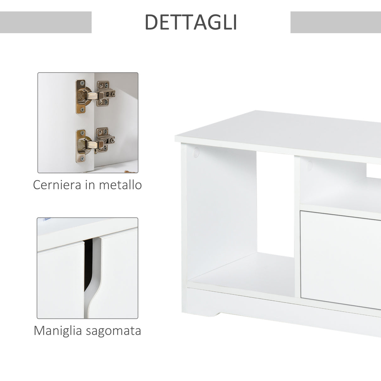 easycomfort easycomfort mobile porta tv fino a 42 con armadietto e ripiani aperti in legno 120x30x41cm