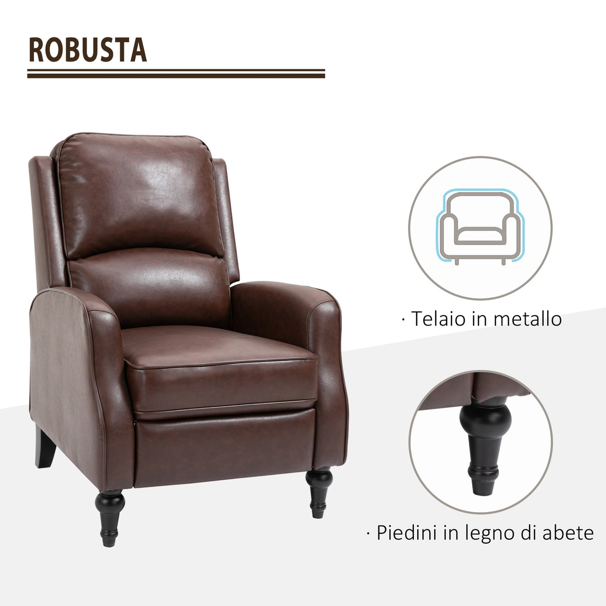 easycomfort easycomfort poltrona relax reclinabile manuale in similpelle marrone ean 8055776911946