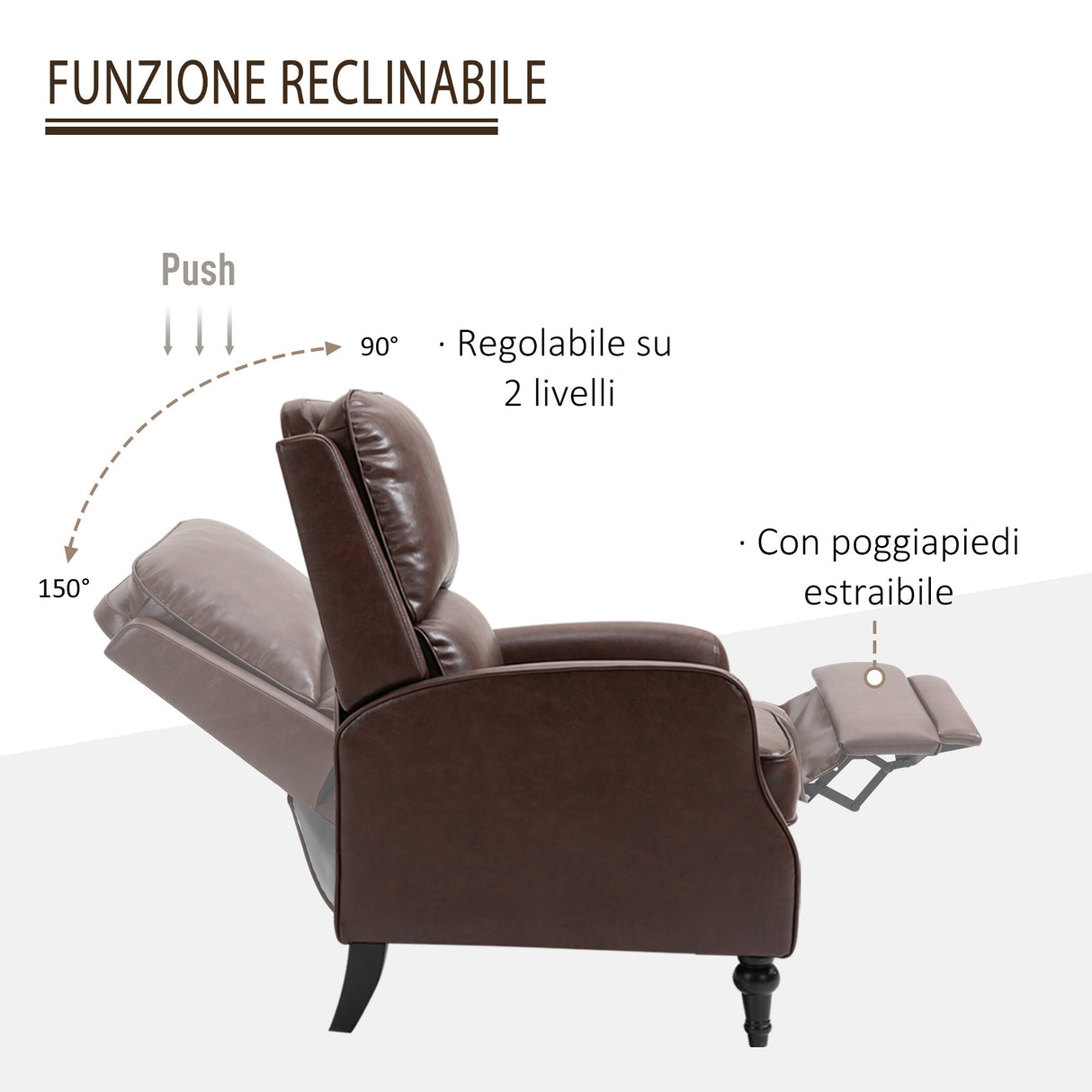 easycomfort easycomfort poltrona relax reclinabile manuale in similpelle marrone ean 8055776911946