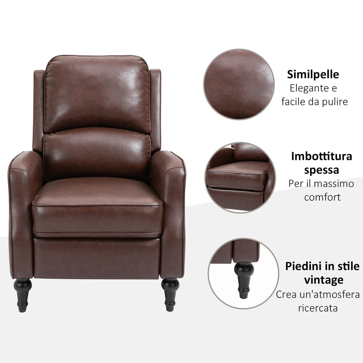 easycomfort easycomfort poltrona relax reclinabile manuale in similpelle marrone ean 8055776911946