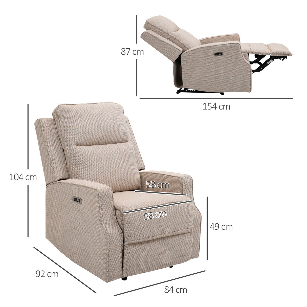 easycomfort easycomfort poltrona relax elettrica reclinabile con presa di ricarica usb beige