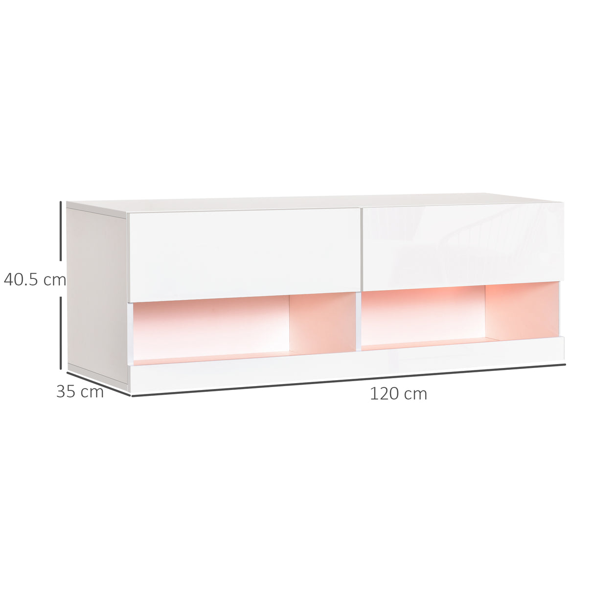 easycomfort easycomfort mobile tv sospeso in legno con luci led di 20 colori per tv max. 42 bianco lucido