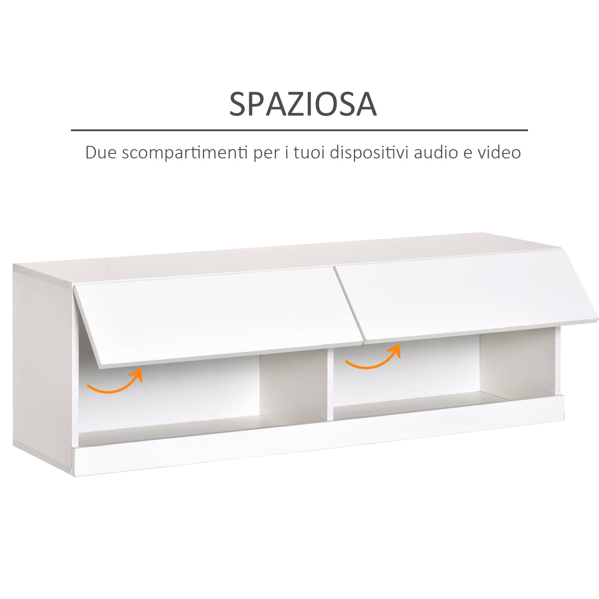 easycomfort easycomfort mobile tv sospeso in legno con luci led di 20 colori per tv max. 42 bianco lucido