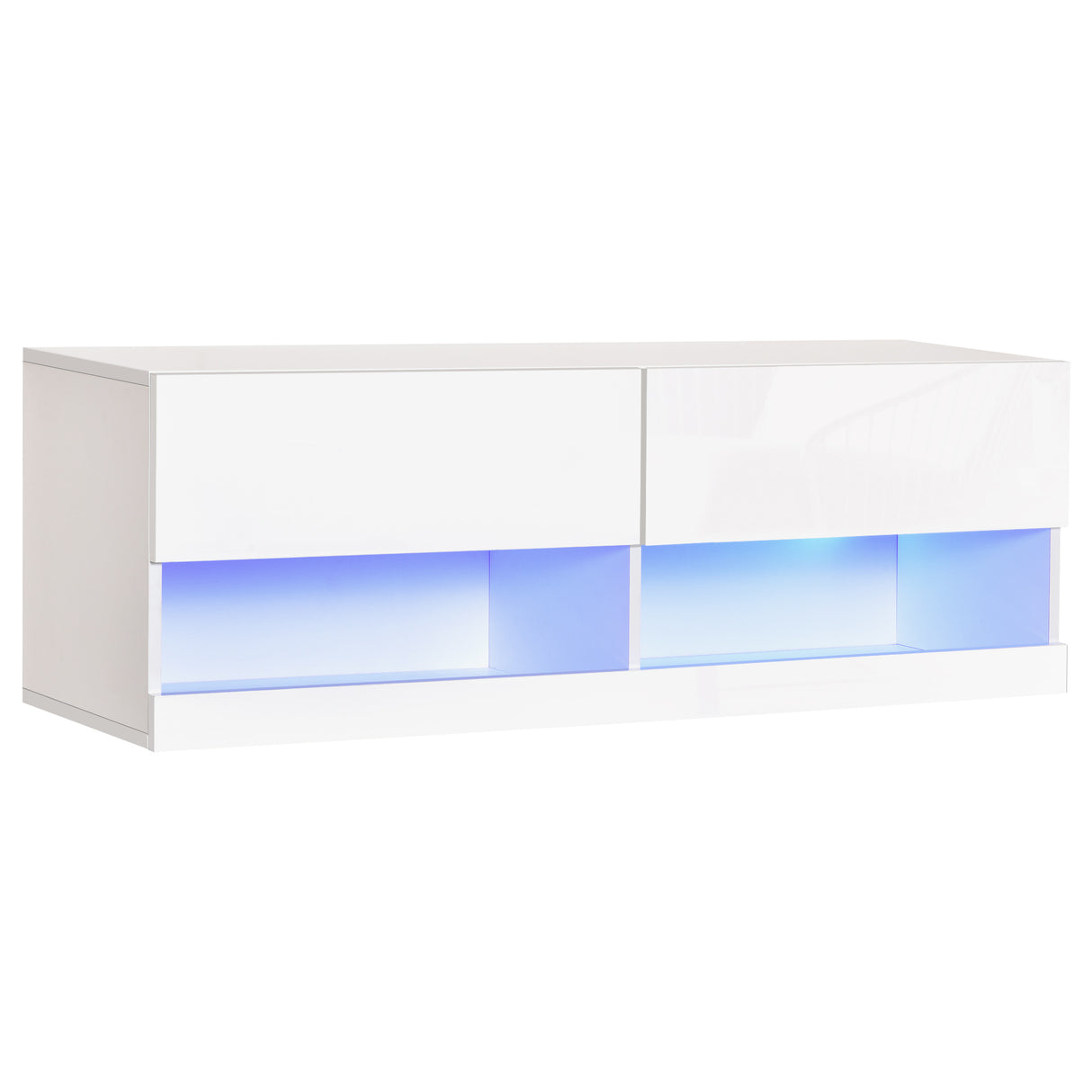 easycomfort easycomfort mobile tv sospeso in legno con luci led di 20 colori per tv max. 42 bianco lucido