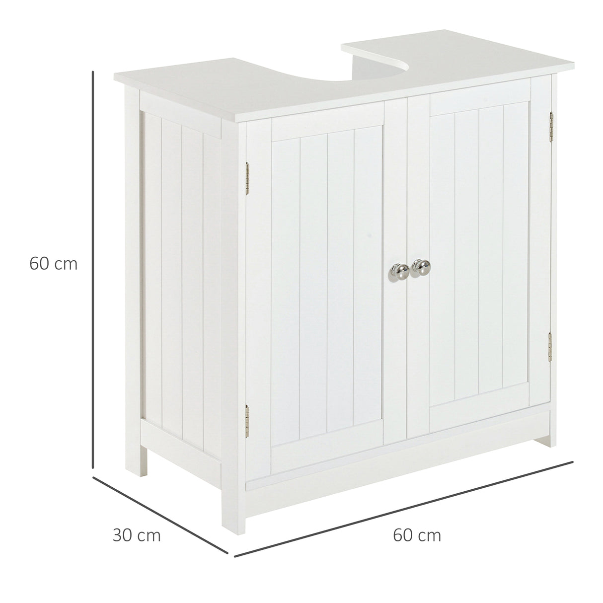 easycomfort easycomfort mobiletto sottolavabo in mdf bianco per bagno con 2 ante 60x30x60cm ean 8054111843294