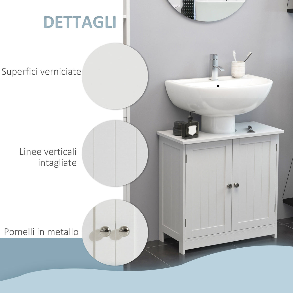 easycomfort easycomfort mobiletto sottolavabo in mdf bianco per bagno con 2 ante 60x30x60cm ean 8054111843294