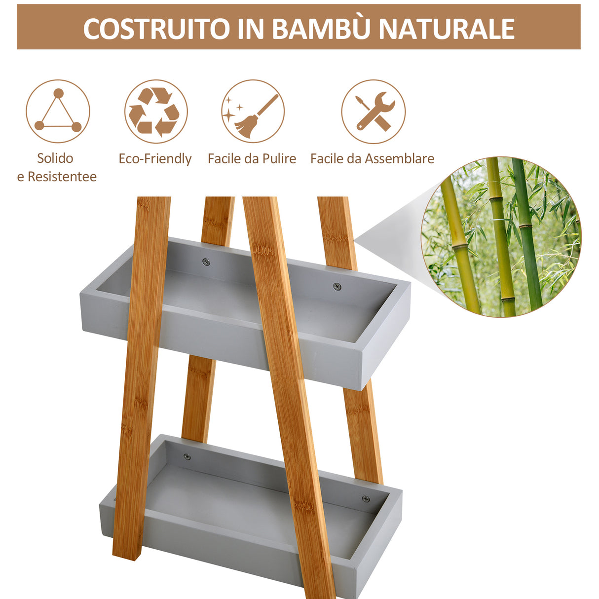 easycomfort easycomfort scaffale bagno in mdf e bambu con 3 mensole grigio 30x18x81cm ean 8054111842150
