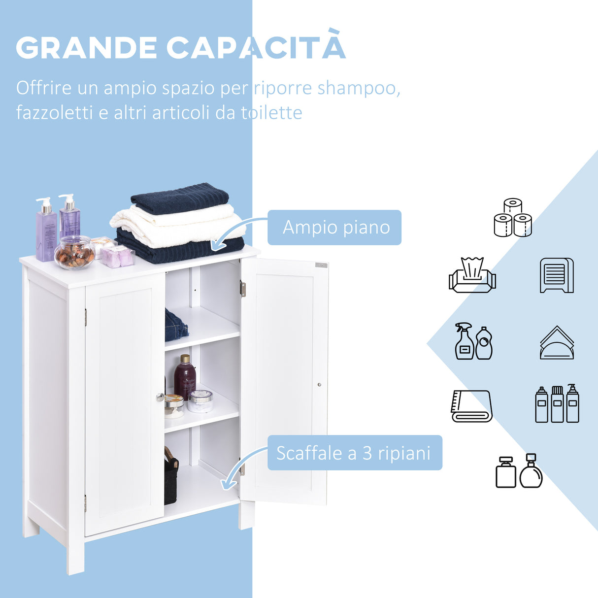 easycomfort easycomfort mobiletto da bagno due ante bianco 60 x 30 x 80cm ean 8054144130422