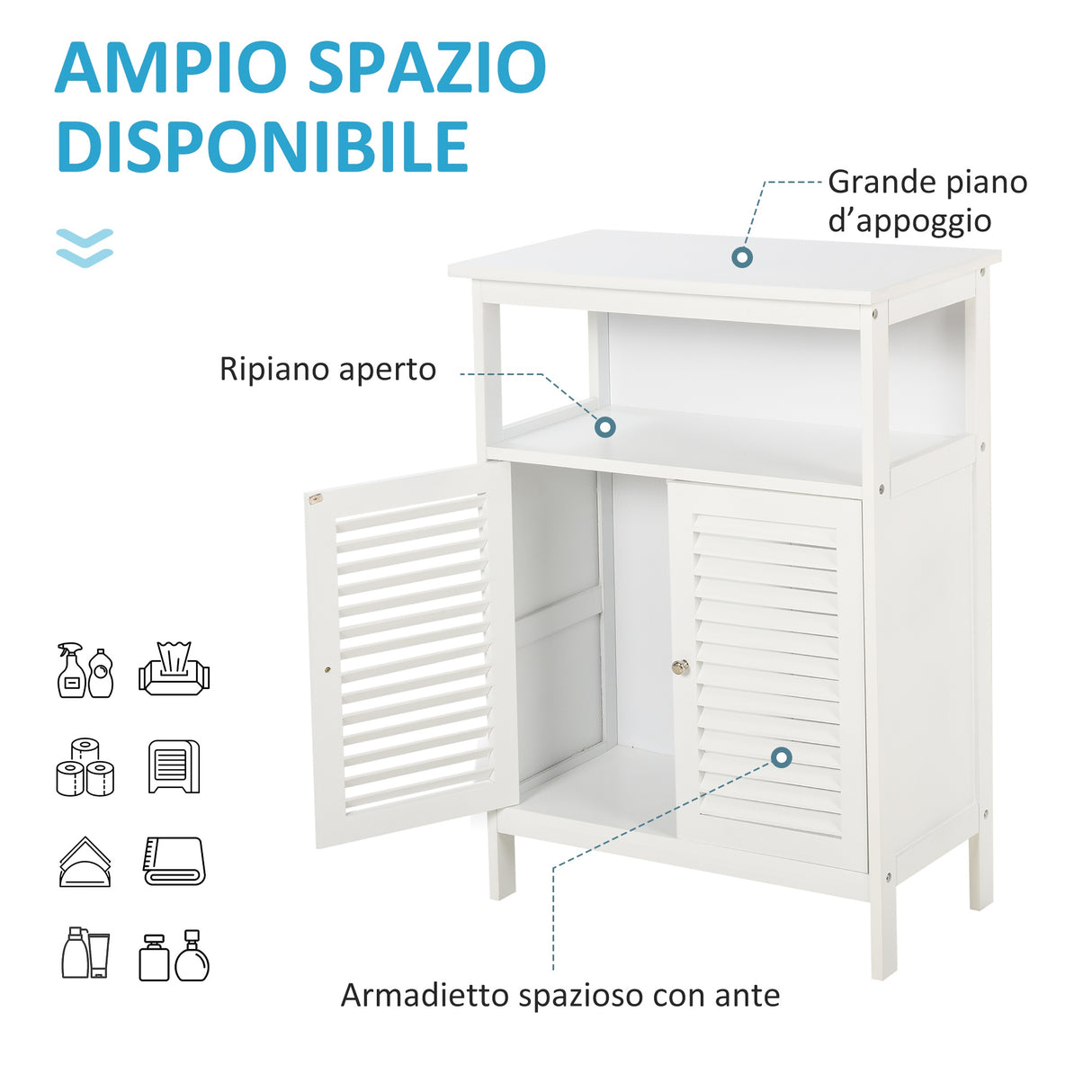 easycomfort easycomfort mobiletto da bagno impermeabile con 2 ripiani e armadietto mdf bianco ean 8054144130613