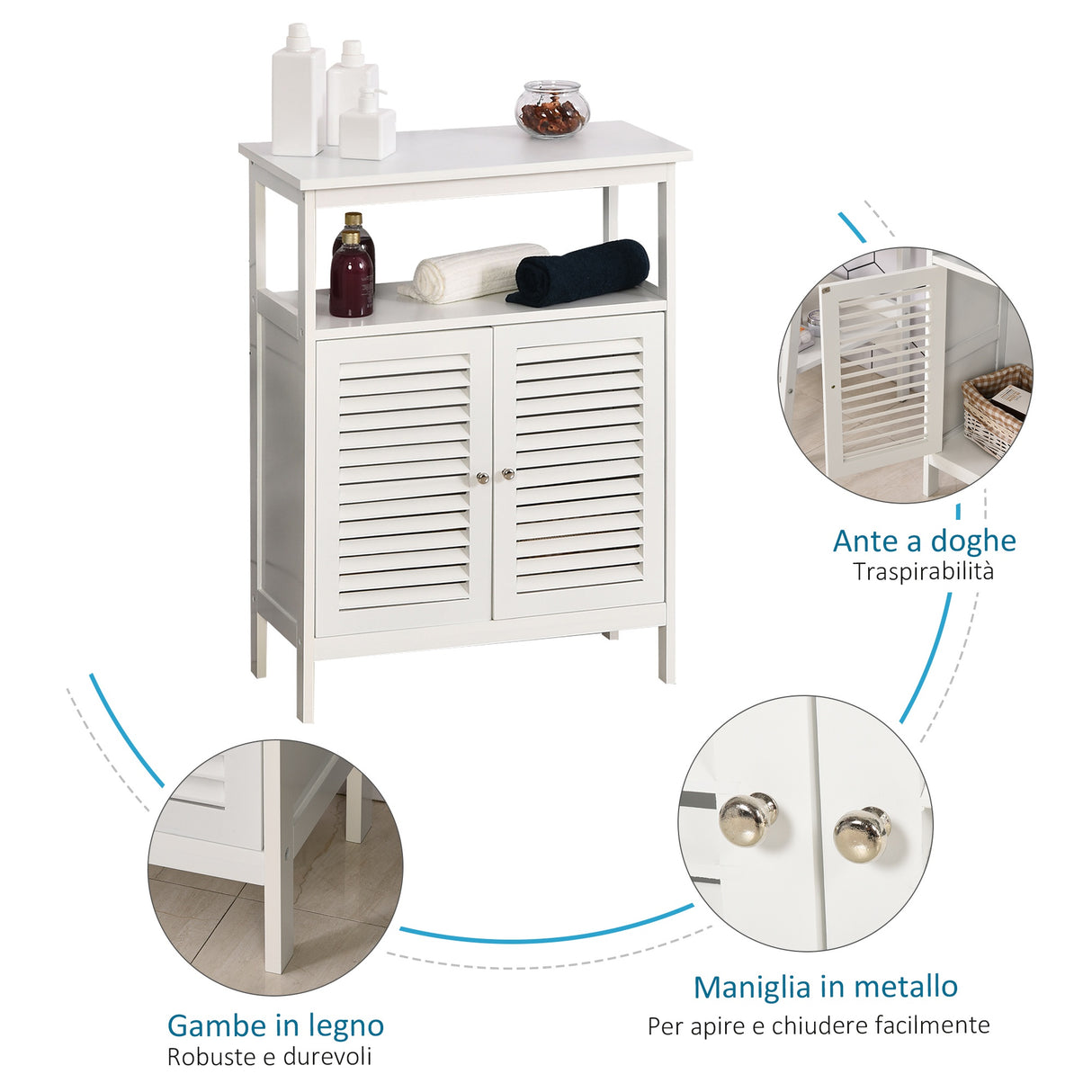 easycomfort easycomfort mobiletto da bagno impermeabile con 2 ripiani e armadietto mdf bianco ean 8054144130613