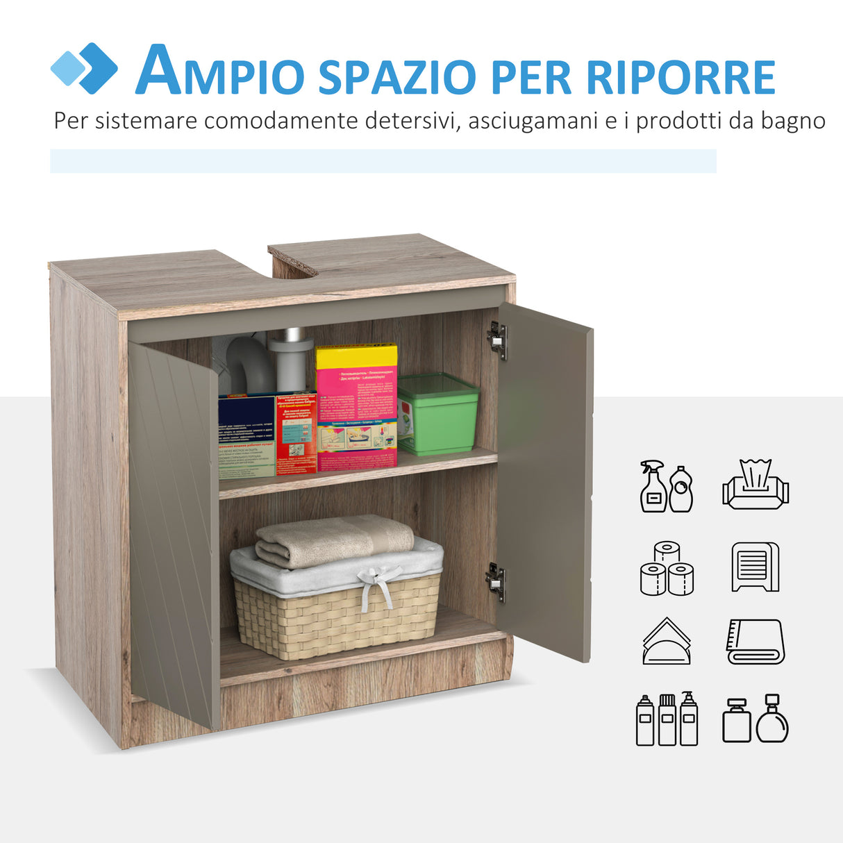 easycomfort easycomfort armadietto sottolavabo in mdf con ritaglio per lavandino con 2 ante e 2 mensole regolabili 60 x 30 x 60 cm ean 8054111847827