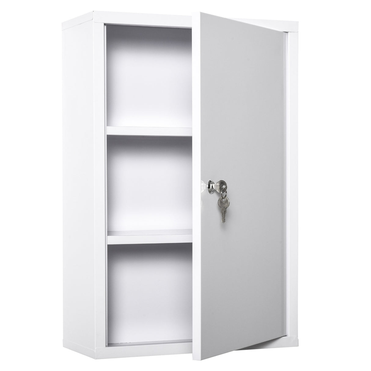 easycomfort easycomfort armadietto medicinali a 3 livelli in acciaio con 2 chiavi e montaggio a parete 40x18x60 cm bianco
